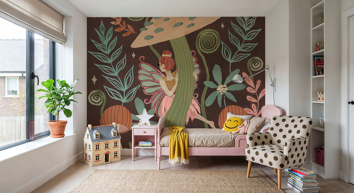 Floralscape Fairies III Dark Mural Wallpaper - room preview 06