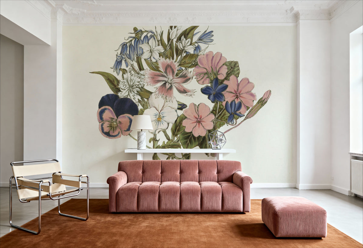 Pansy Party I Honeybloom Mural Wallpaper - room preview 06
