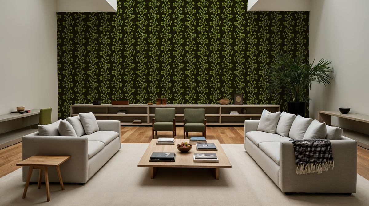 Fern Stripes, Fresh Green Mural Wallpaper - room preview 06