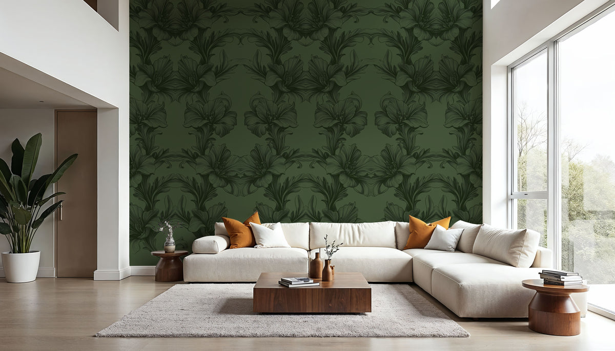 Flower Bridges Green Mural Wallpaper - room preview 06