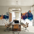 Myrtle Beach South Carolina Skyline Blue & Bronze Mural Wallpaper - room preview 06