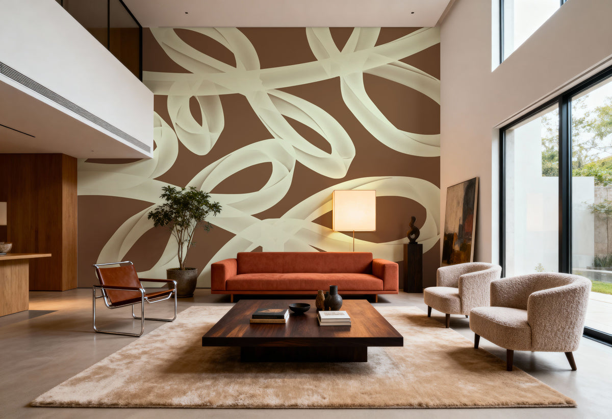 Modern Abstract `Nunc Yopie` Mural Wallpaper - room preview 06