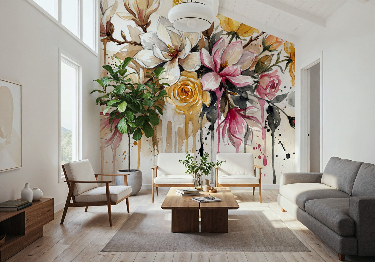 Spring Bouquet II - Watercolor Flower Series Mural Wallpaper - room preview 06