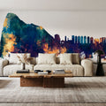 Gibraltar Skyline Blue & Bronze Mural Wallpaper - room preview 06