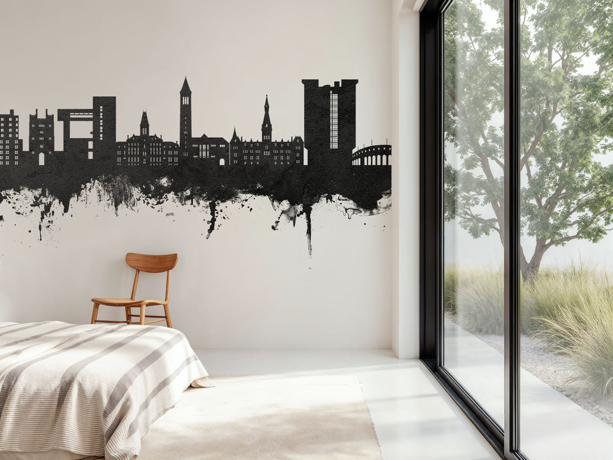 Ithaca New York Skyline Black & White Mural Wallpaper - room preview 06