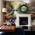 Watercolor Canal Scene Dutch Houses Mural Wallpaper - room preview 06