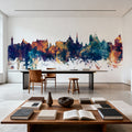 Victoria Canada Skyline Blue & Bronze Mural Wallpaper - room preview 06