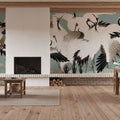 Japanese Flock of Cranes, Calm Ocean Mural Wallpaper - room preview 06