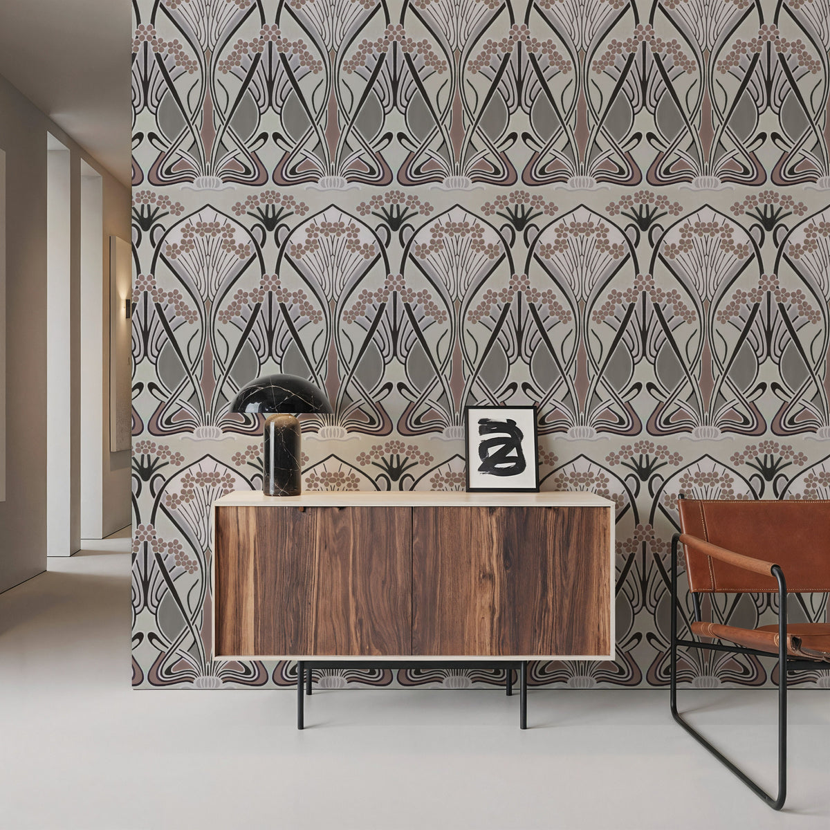 Floral Art Deco Aura, Sand Mural Wallpaper - room preview 06