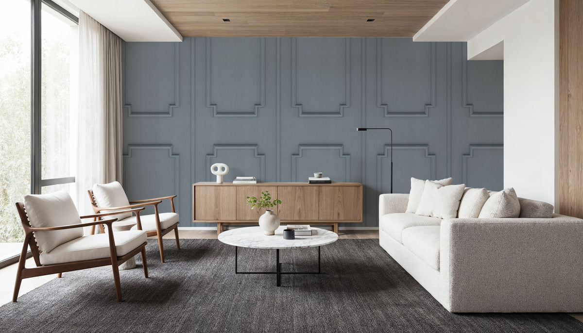 Faux Wall Panel Moulding, Stone Mural Wallpaper - room preview 06