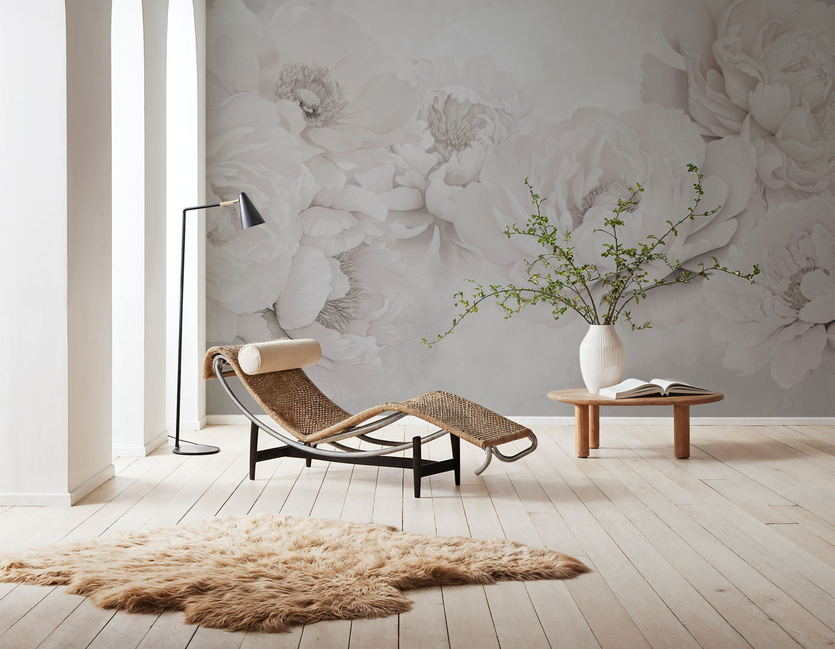 Transcendent Peony, Greyish Pink Mural Wallpaper - room preview 06