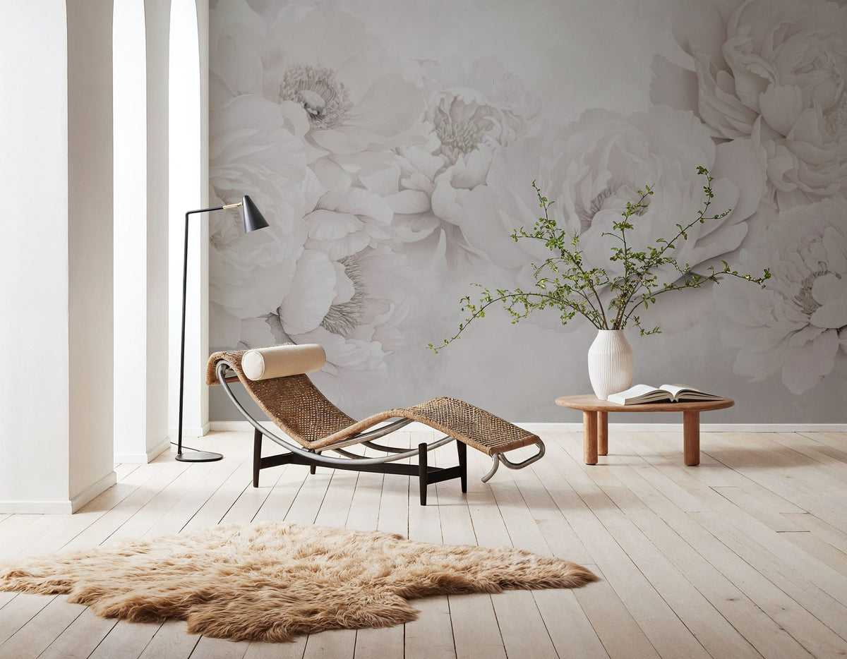Transcendent Peony, Greyish Pink Mural Wallpaper - room preview 06