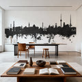 Stuttgart Germany Skyline Black & White Mural Wallpaper - room preview 06
