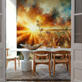 Wheat Field At Sunset with Warm Hues Mural Wallpaper - room preview 06