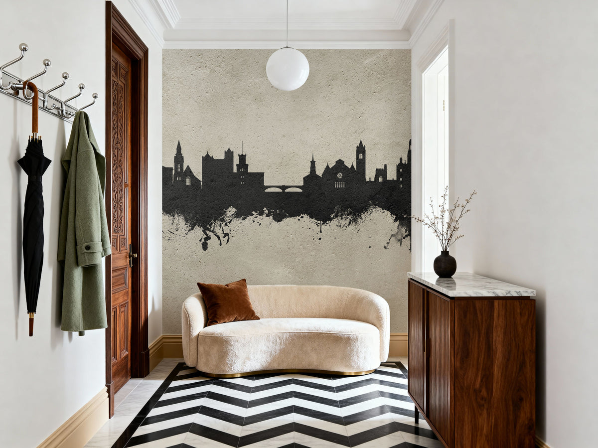 Nashua New Hampshire Skyline Concrete Mural Wallpaper - room preview 06