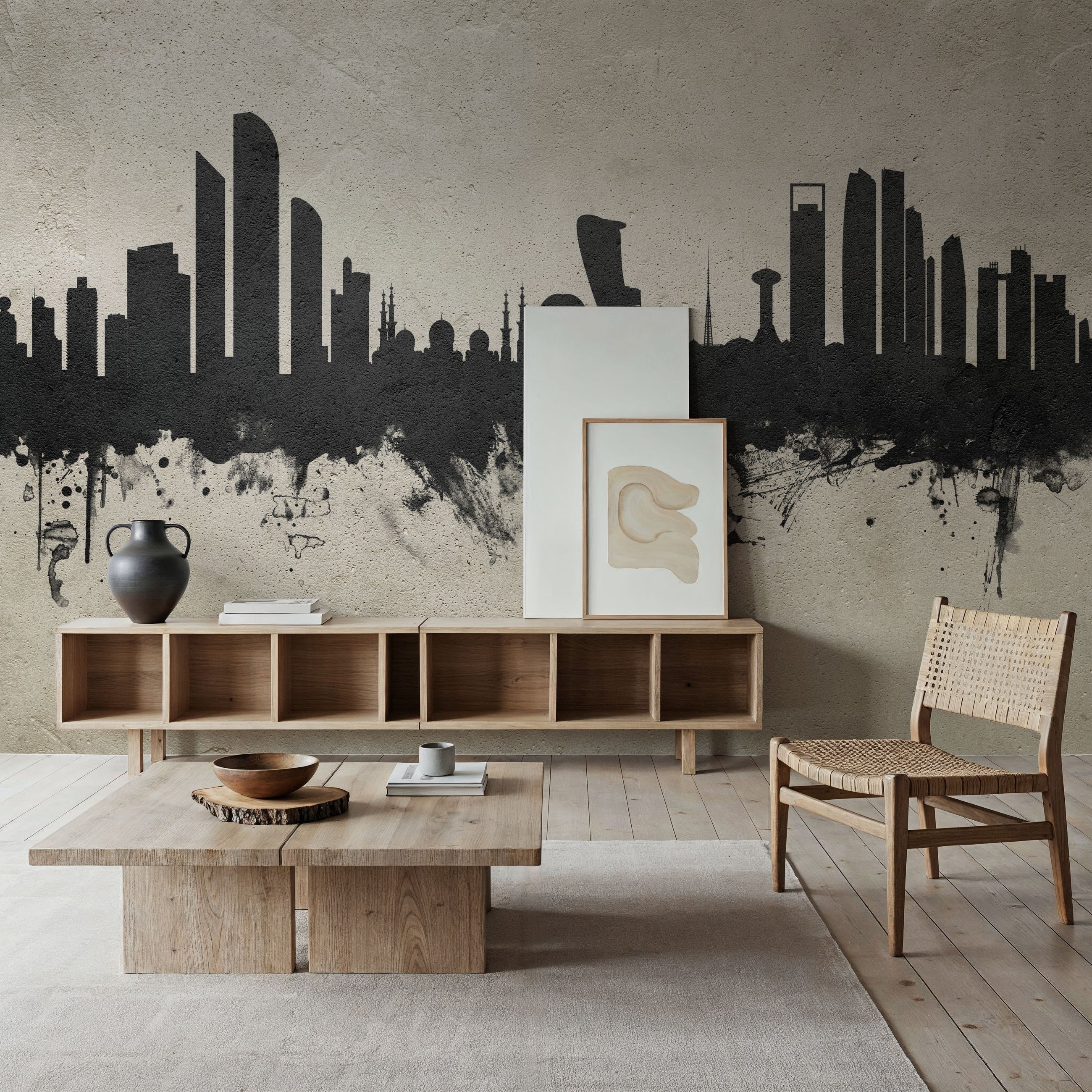 Abu Dhabi Skyline Concrete Mural Wallpaper