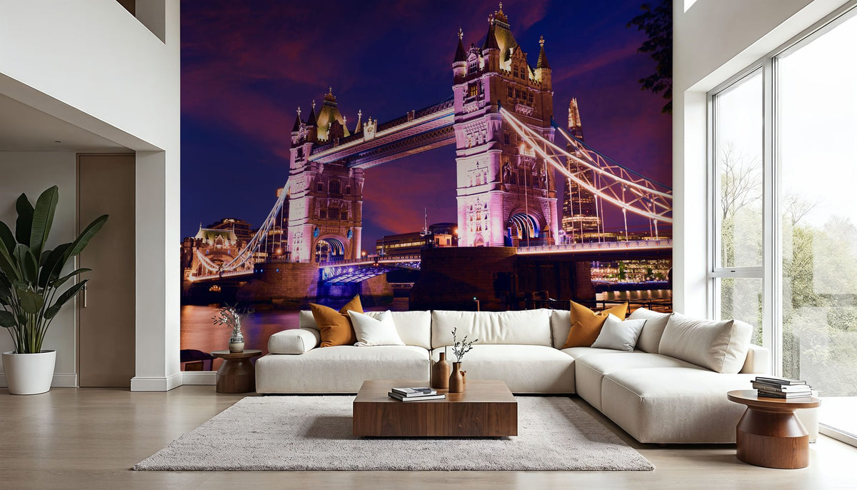Purple Twilight Bridge Mural Wallpaper - room preview 06