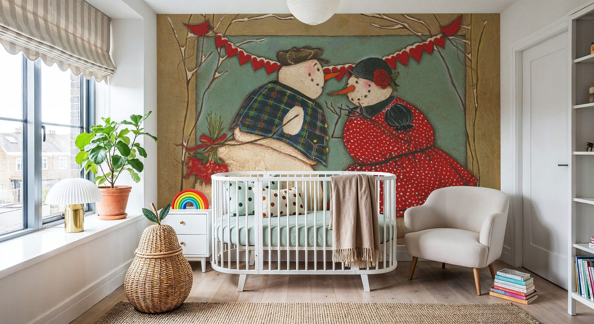 Seasonal Snowman II Mural Wallpaper - room preview 06