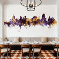 Tulsa Oklahoma Skyline Purple & Gold Mural Wallpaper - room preview 06