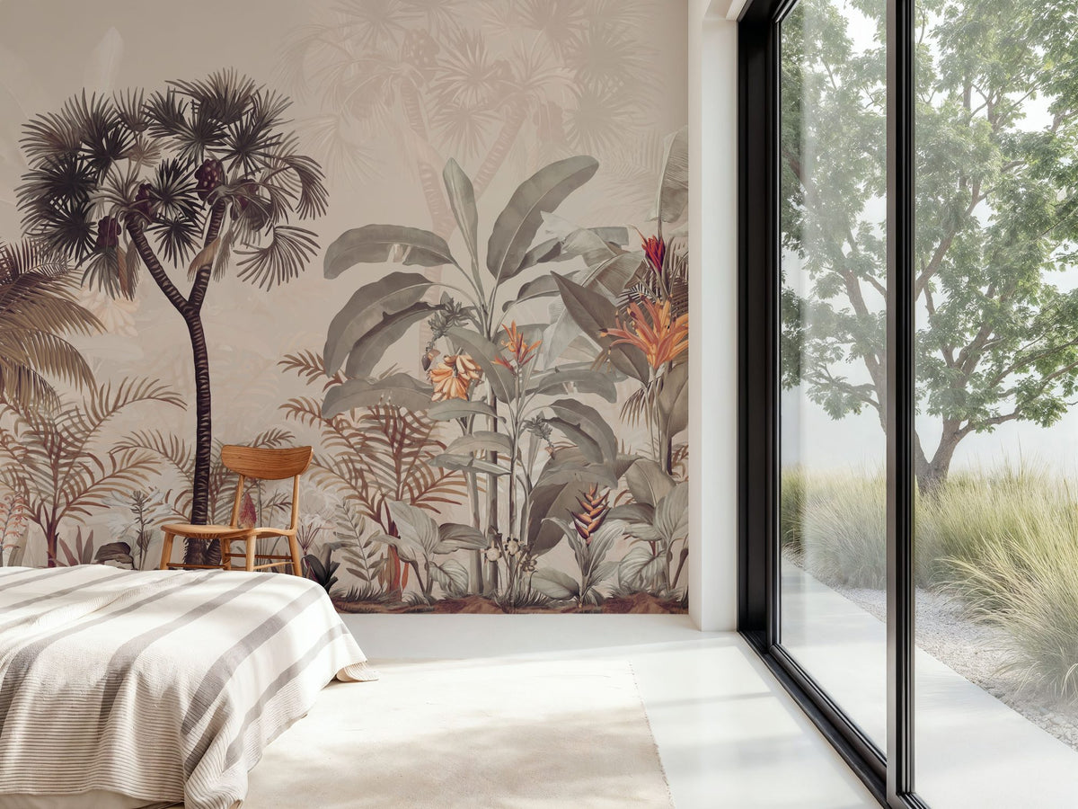 Tropical Forest Strolls Yellow Mural Wallpaper - room preview 06