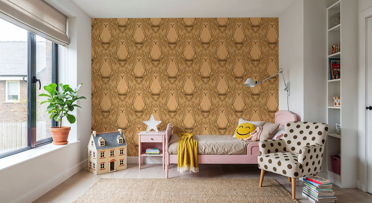 Harvest Owl Mural Wallpaper - room preview 06
