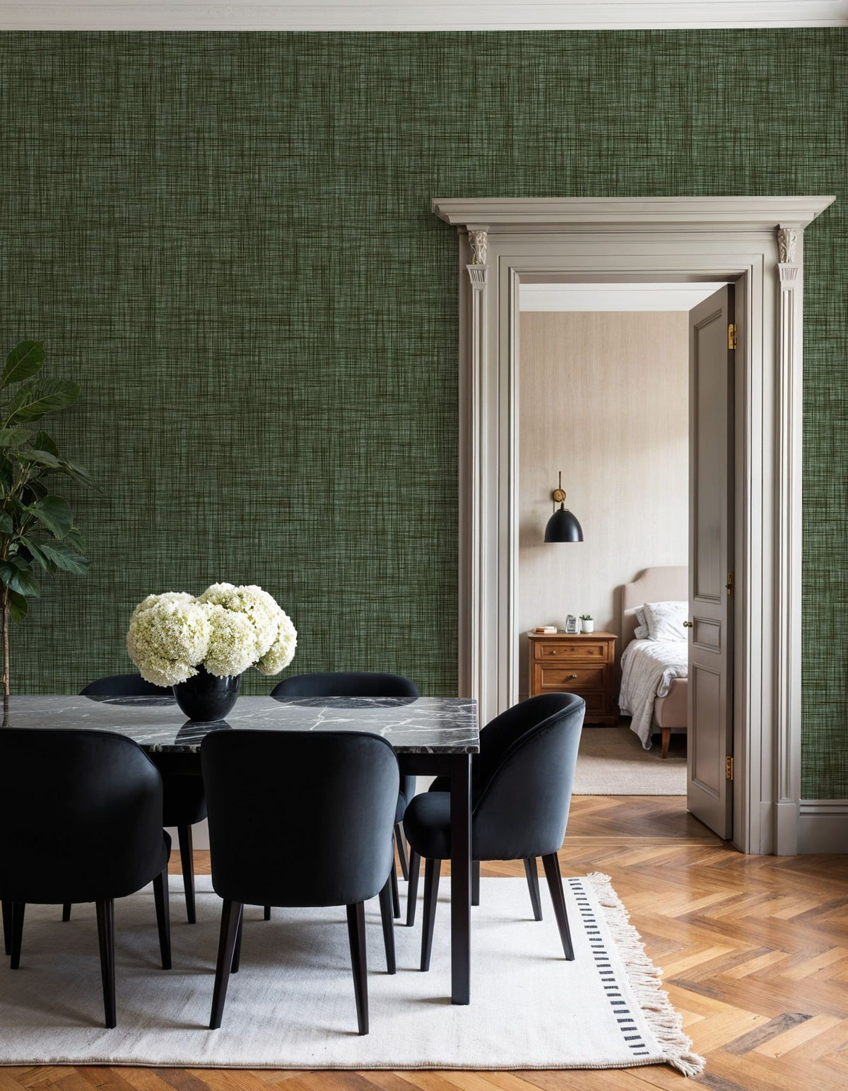Mottled Linen Effect, Pine Mural Wallpaper - room preview 06
