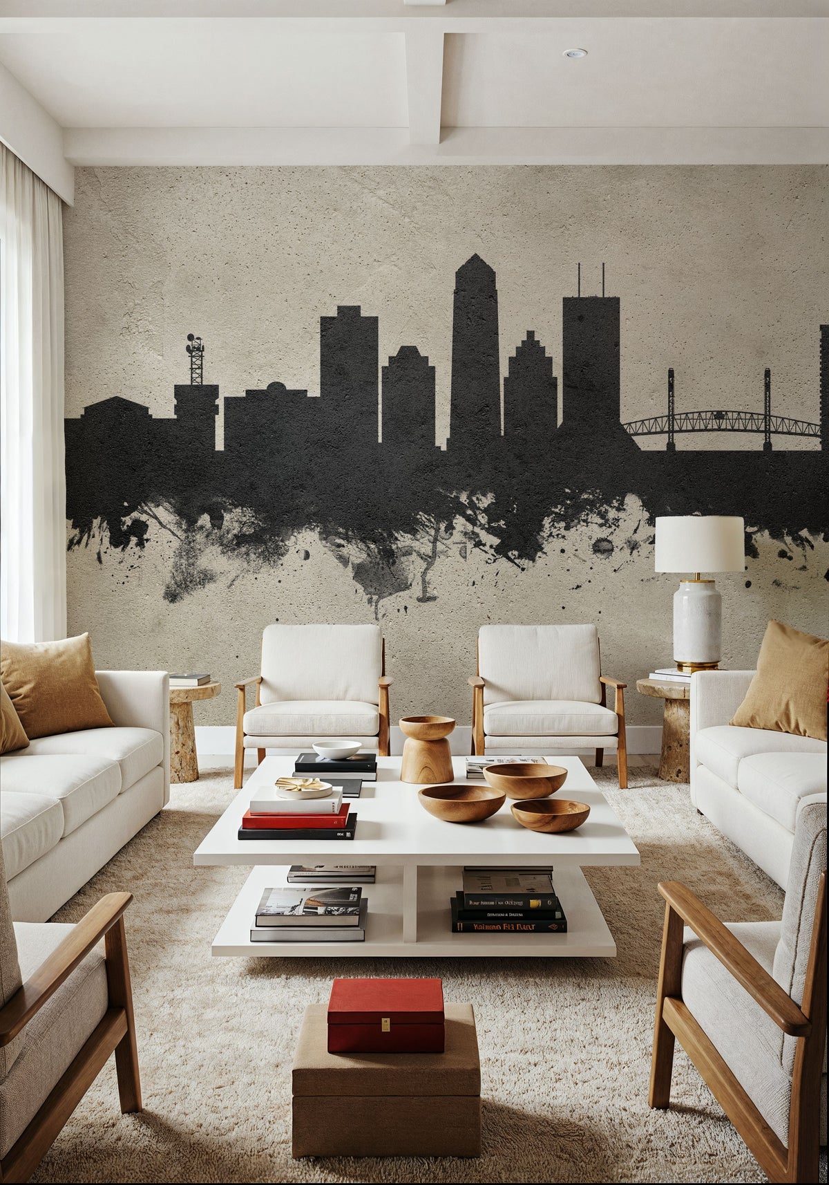 Jacksonville Florida Skyline Concrete Mural Wallpaper - room preview 06
