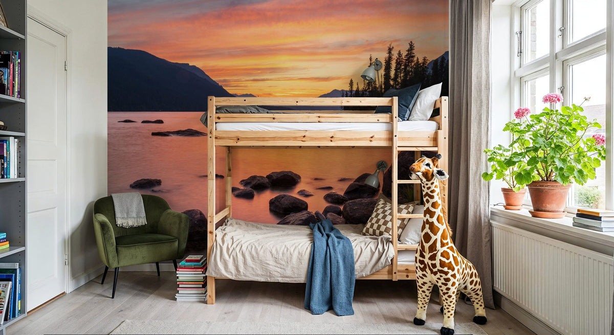 Cascade Mountains Sunset Mural Wallpaper - room preview 06
