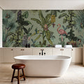 Monkeys with Birds, Pistachio Mural Wallpaper - room preview 06