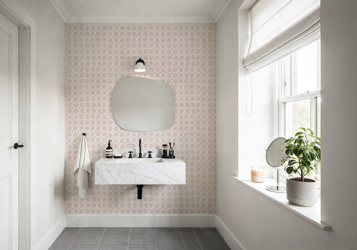 Mixed Pink Circles Inverse Mural Wallpaper - room preview 06