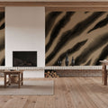 Watercolor Tiger Stripes, Mocha Mural Wallpaper - room preview 06