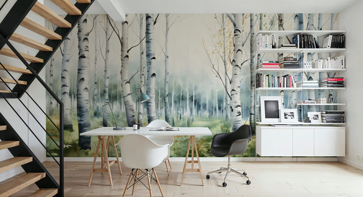 Summer Birch Mural Wallpaper - Neutral Tone - room preview 06