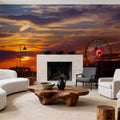 Santa Monica Pier Sunset Orange Mural Wallpaper - room preview 06
