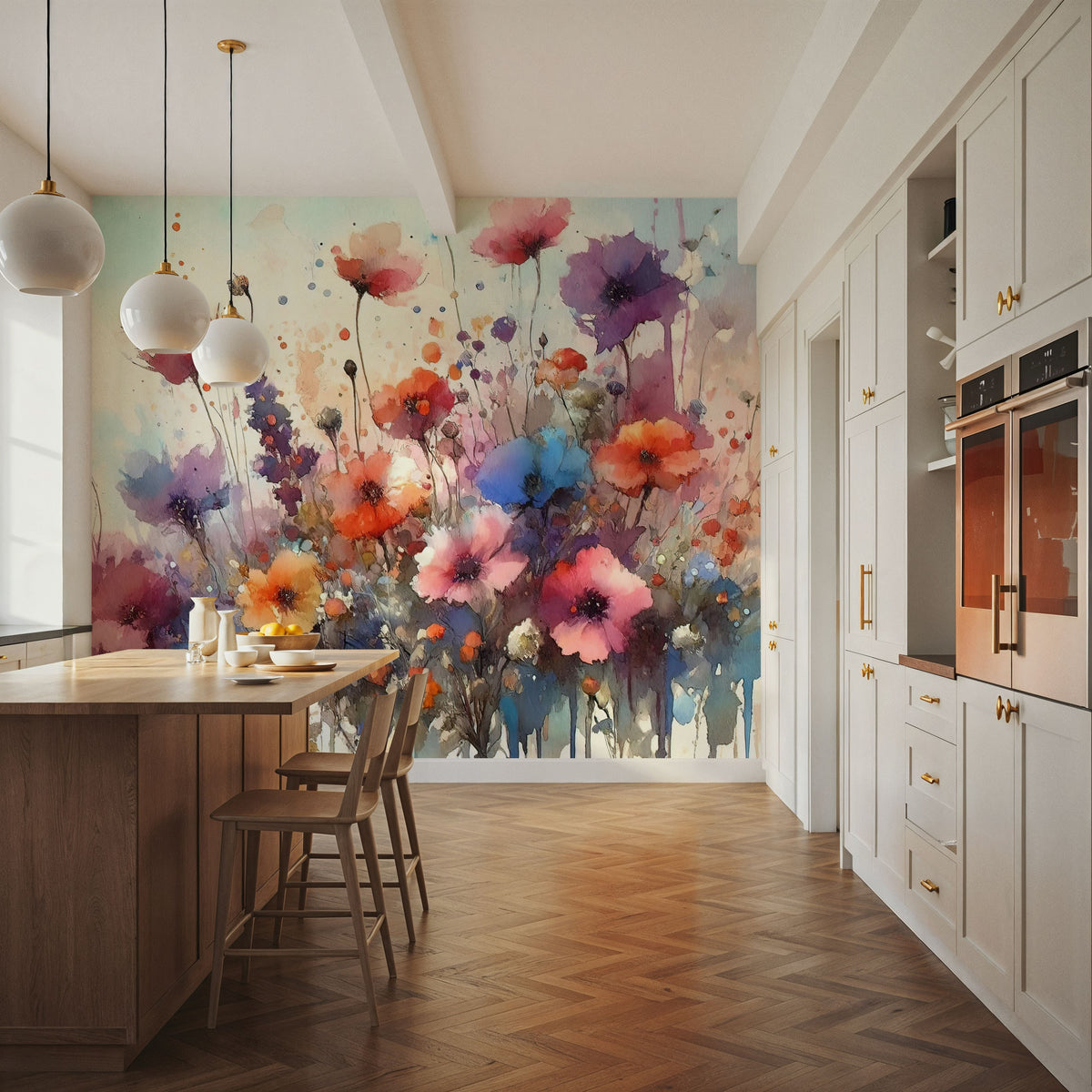 Vibrant Meadow of Wildflowers in Bloom Mural Wallpaper - room preview 06