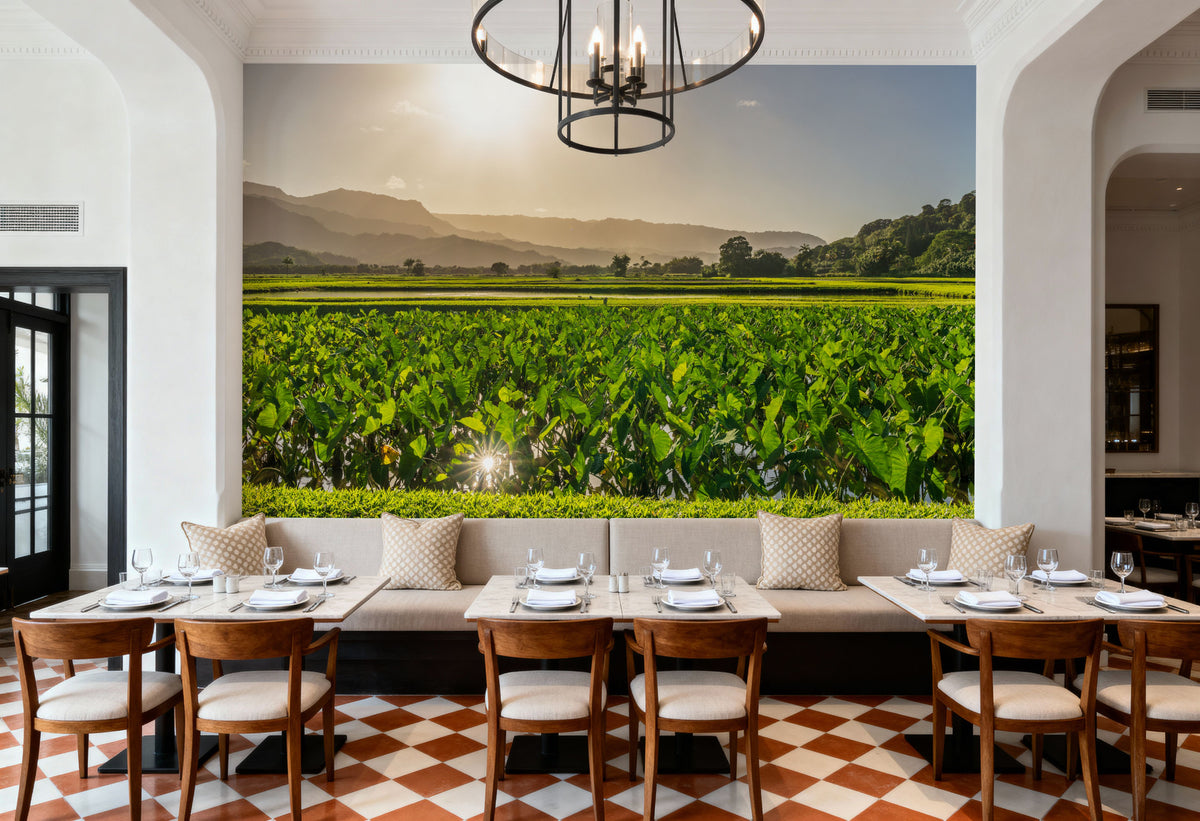 Golden Field Sunset Mural Wallpaper - room preview 06