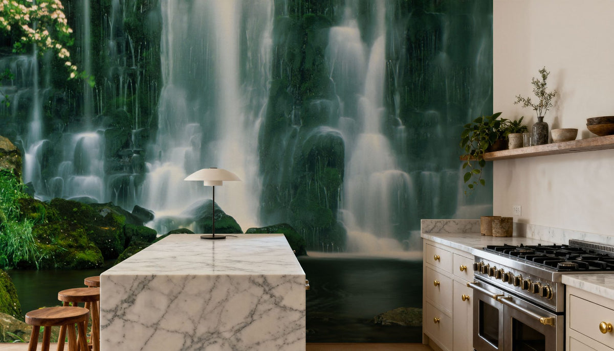 Emerald Cascade Mural Wallpaper - room preview 06