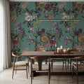 Floral Gaze, Turquoise Mural Wallpaper - room preview 06