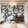 Curly Brush Lines, Salamander Green Mural Wallpaper - room preview 06