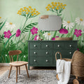 Geranium Meadow, Green Mural Wallpaper - room preview 06
