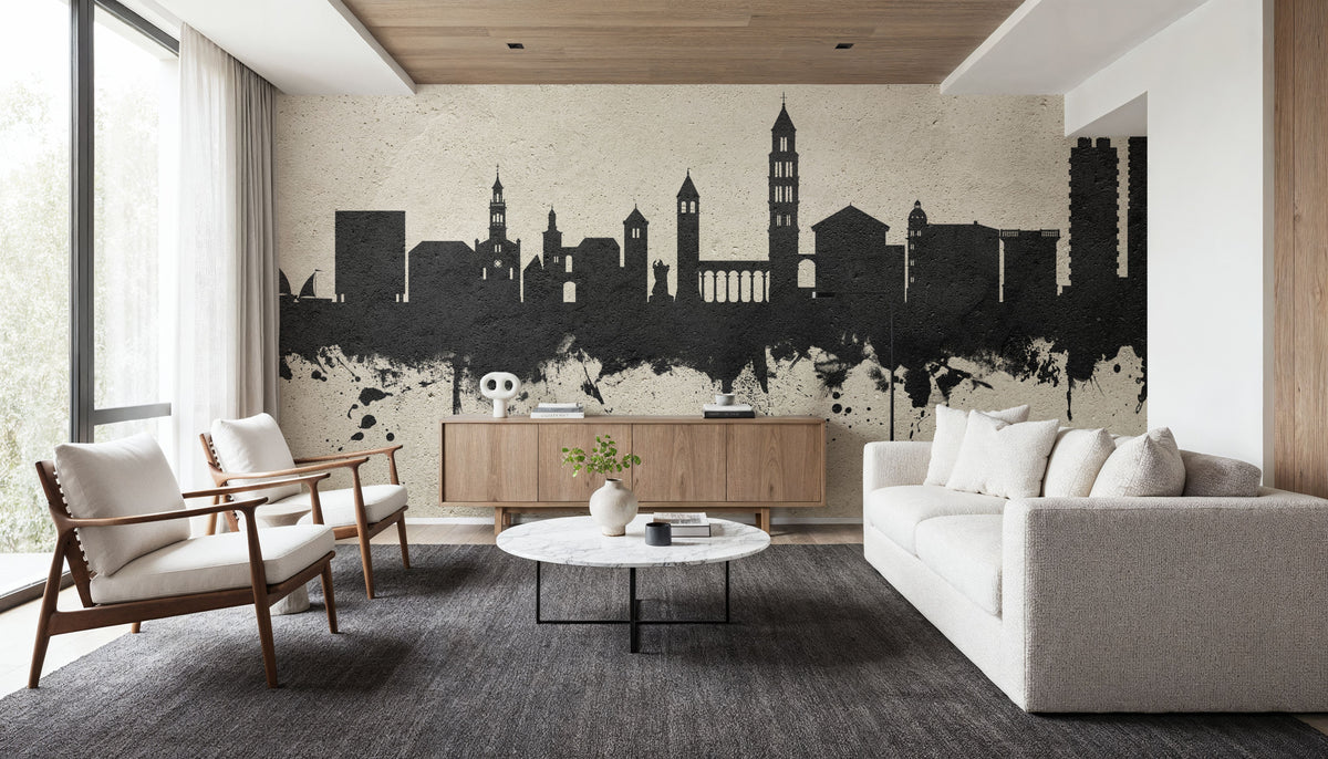 Split Croatia Skyline Concrete Mural Wallpaper - room preview 06