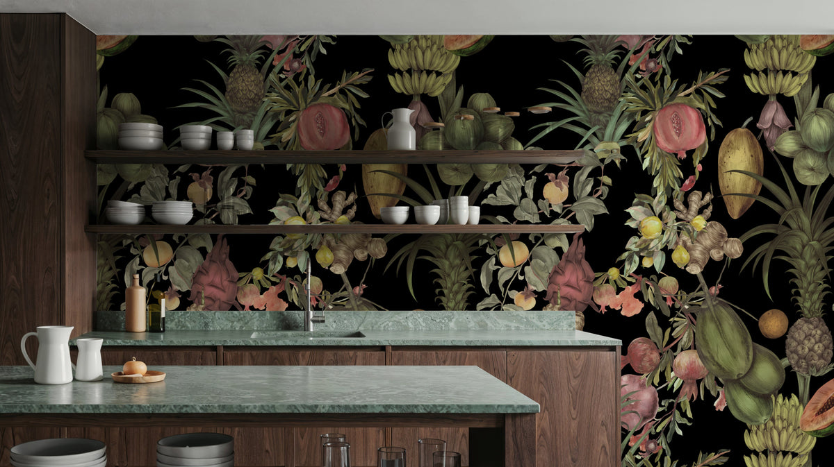 Juicy Fruits, Black Mural Wallpaper - room preview 06
