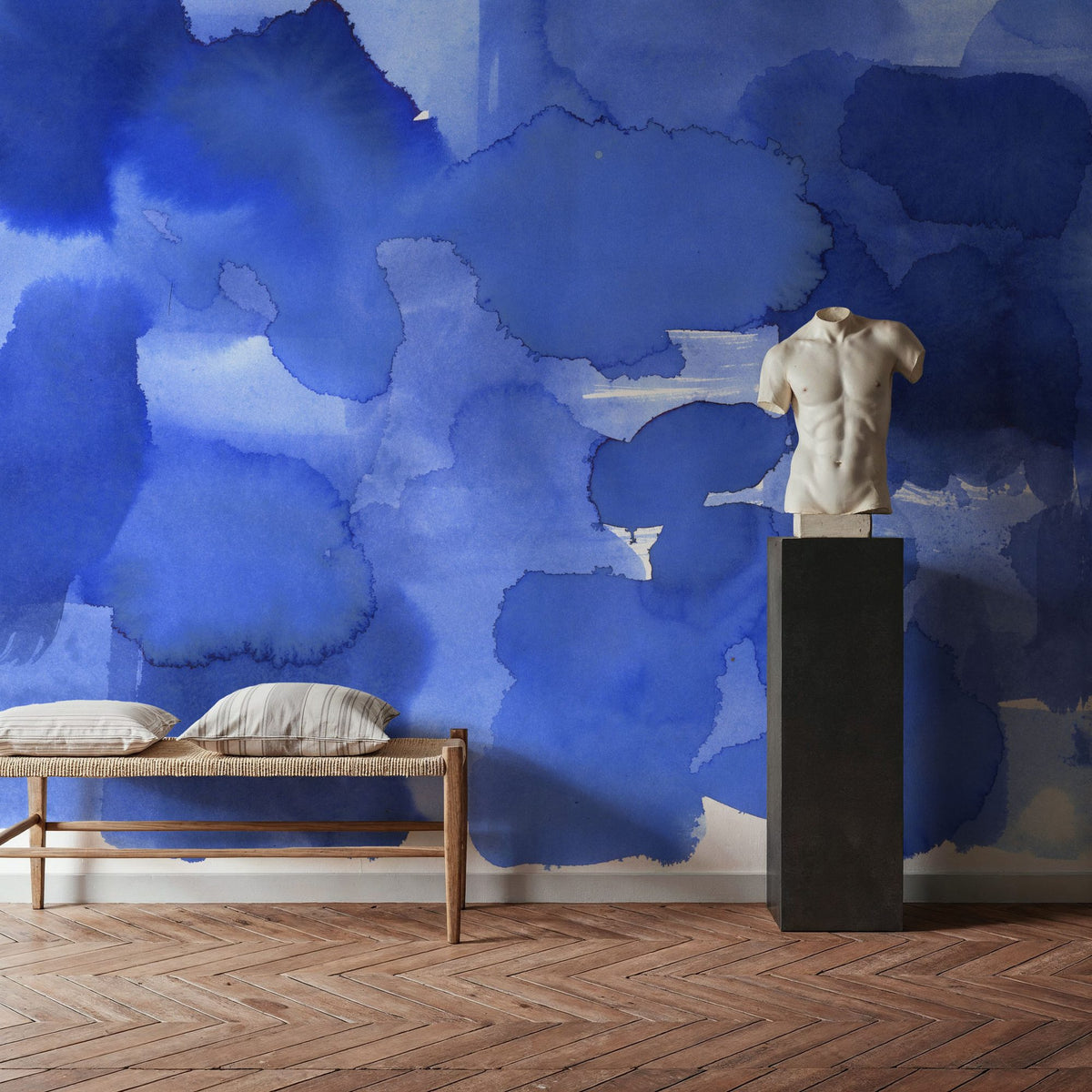Denim Cloud Dense Mural Wallpaper - room preview 06