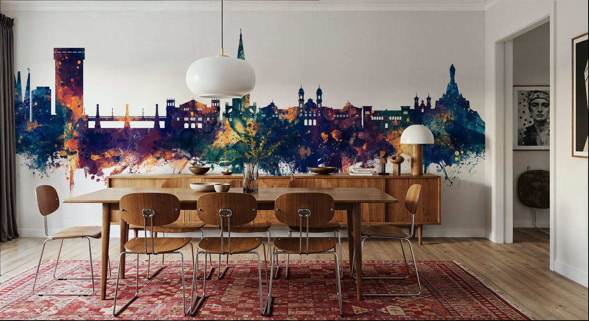 San Sebastian Spain Skyline Blue & Bronze Mural Wallpaper - room preview 06