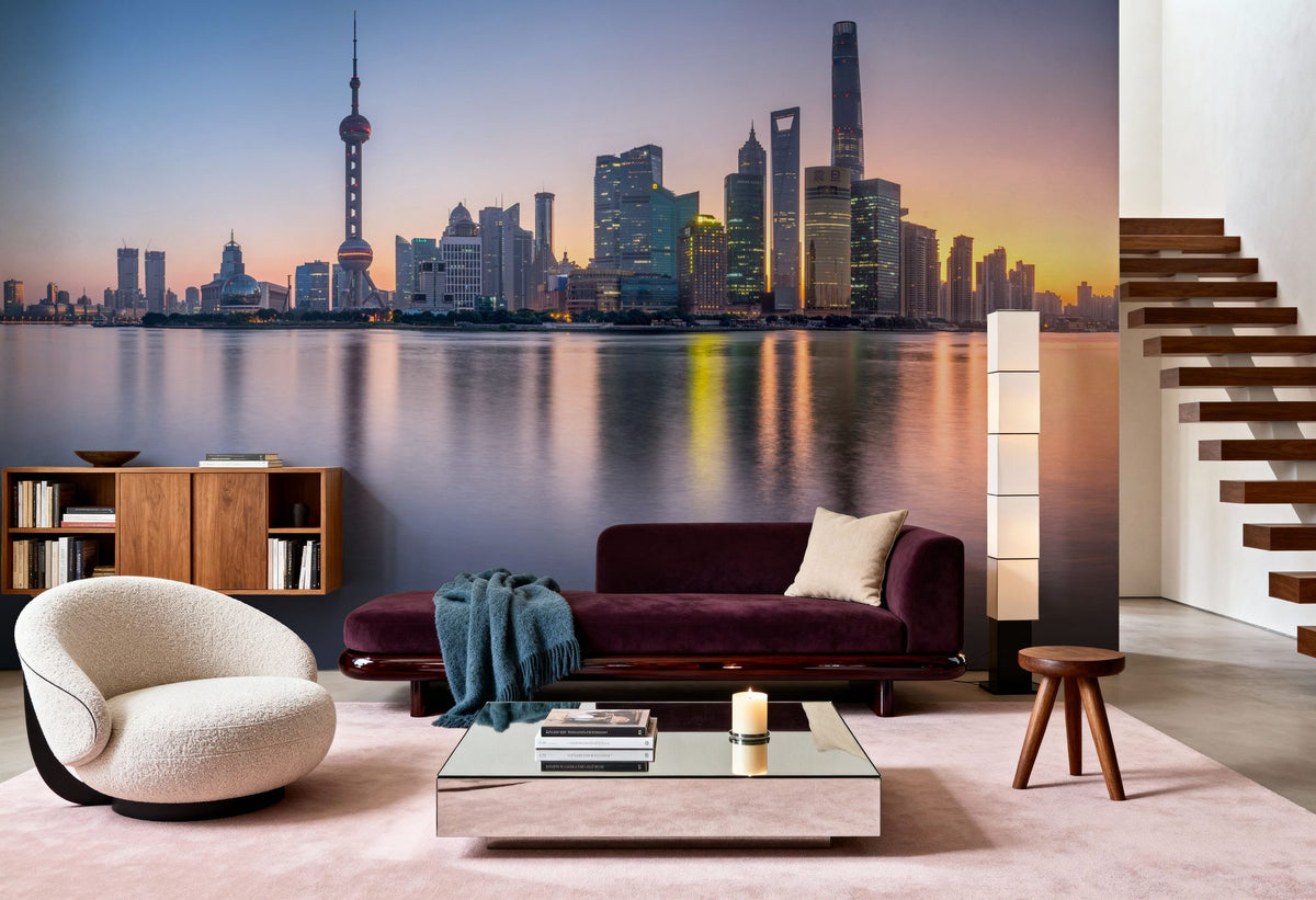 Pudong Sunrise Mural Wallpaper - room preview 06
