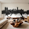 Stoke-on-Trent Skyline Black & White Mural Wallpaper - room preview 06