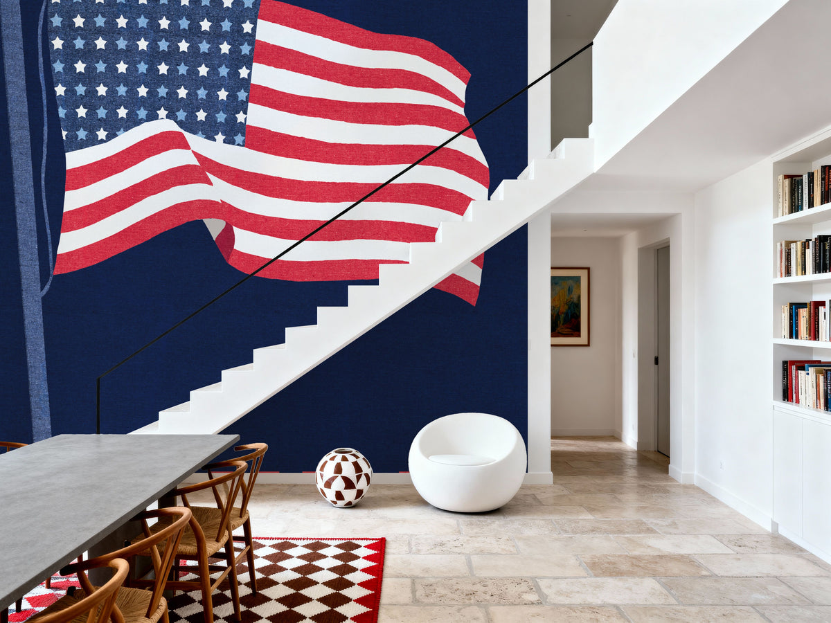 Stars and Stripes Bless America Mural Wallpaper - room preview 06