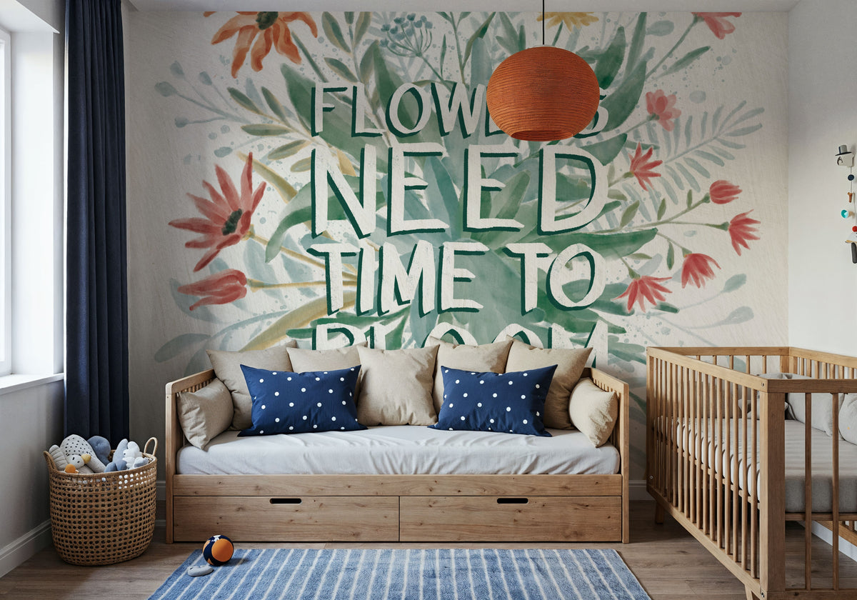 Flowers Need Time to Bloom Mural Wallpaper - room preview 06