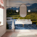 Lets Go Fishing Mural Wallpaper - Neutral Tone - room preview 06