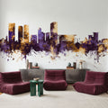 Darwin Australia Skyline Purple & Gold Mural Wallpaper - room preview 06