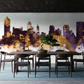Memphis Tennessee Skyline Purple & Gold Mural Wallpaper - room preview 06
